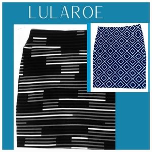 Qty 2 - LuLaRoe Navy and Black & White Skirts
